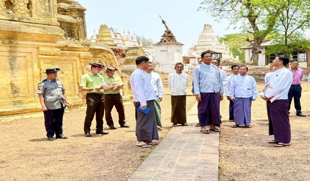 မန္တလေးတိုင်းဒေသကြီး၊ တံတားဦးခရိုင်၊ တံတားဦးမြို့နယ်၊ အင်းဝရှေးဟောင်းယဉ်ကျေးမှုနယ်မြေရှိ  ငလျင်ဒဏ်ကြောင့်ပြိုကျပျက်စီးခဲ့သည့် စေတီတော်များ၊ ကျောင်းဆောင်များနှင့် အမျိုးသားယဉ်ကျေးမှု ပြတိုက်ပြုပြင်ဆောင်ရွက်နေမှုအခြေအနေများအား ကြည့်ရှုစစ်ဆေး